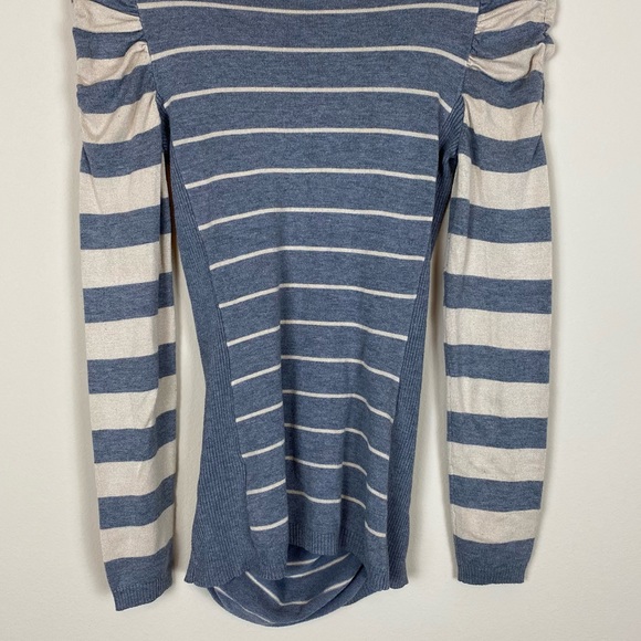 Metaphor Size Small Gray & Tan Striped Long Sleeve Scoop Neck Knit Maternity Top - Picture 6 of 10